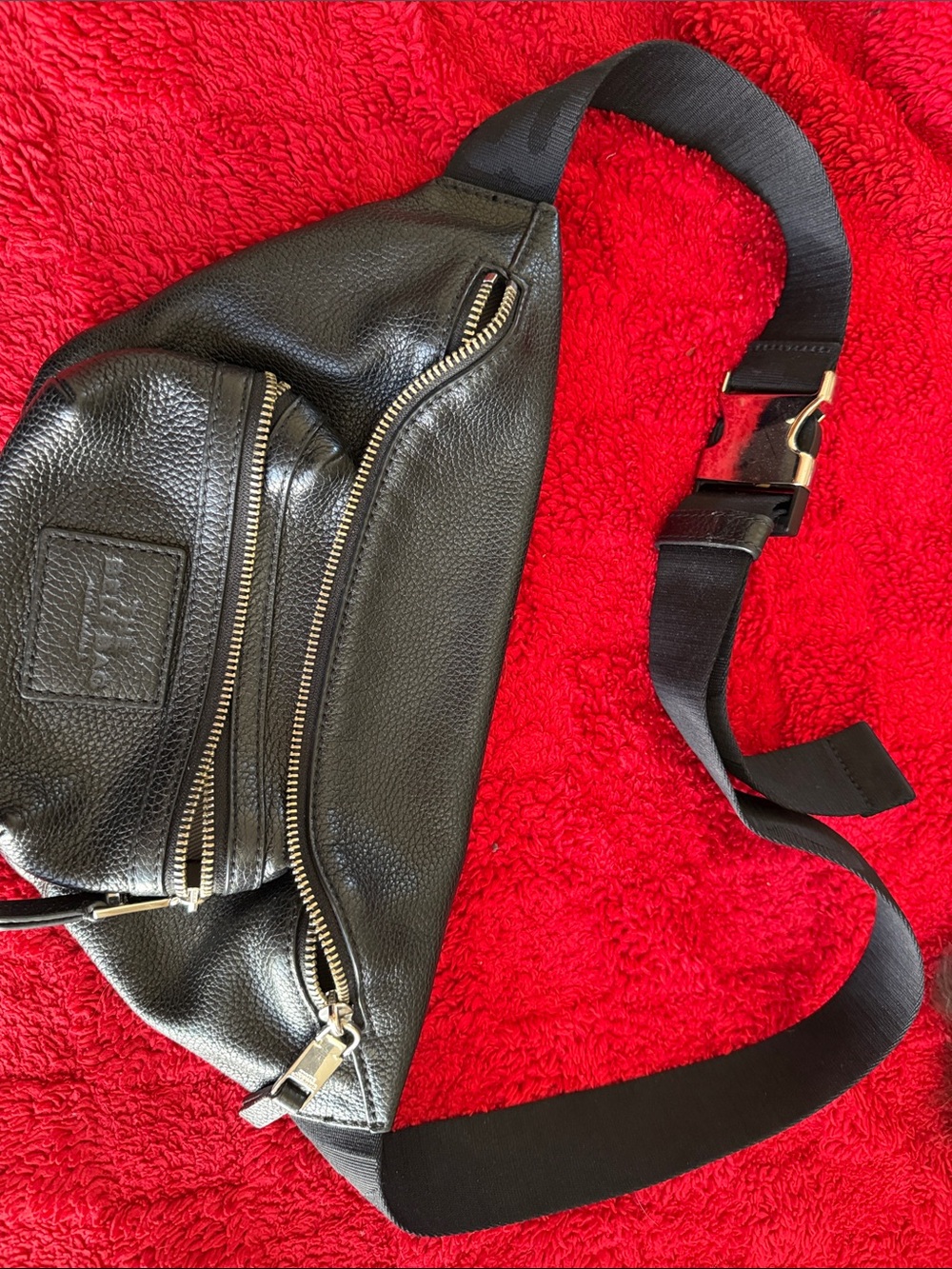 Marc Jacobs Black Leather Belt Bag with silver hardware